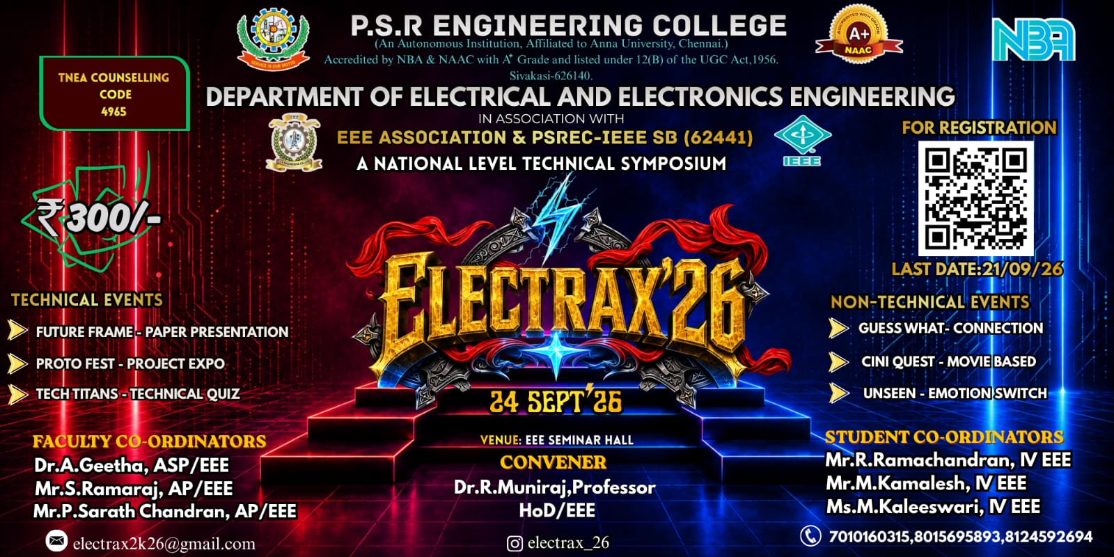 ElectraX 2026 Official Brochure - Department of EEE, P.S.R. Engineering College